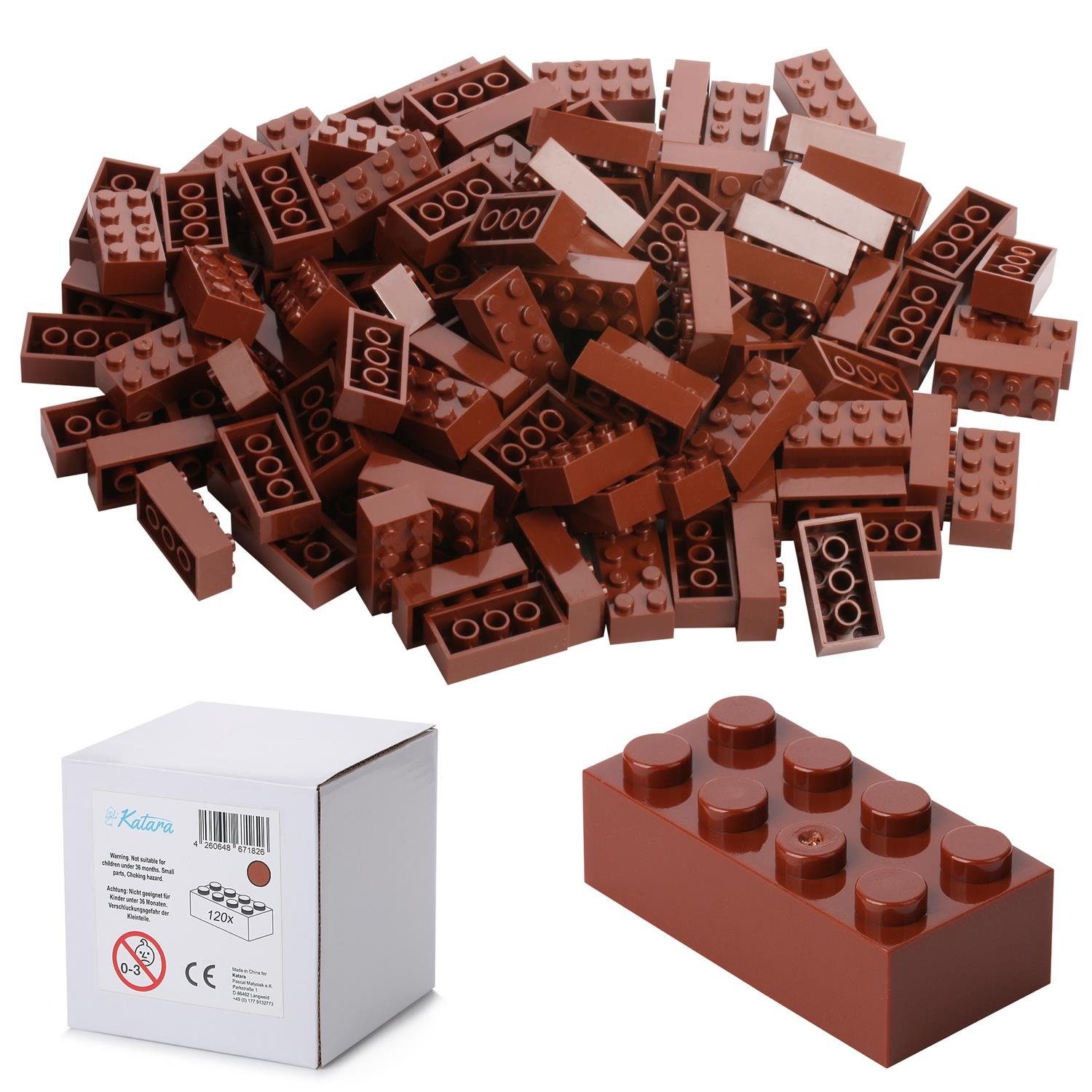 Katara Konstruktionsspielsteine 120 Steckbausteine 4x2 Noppen, Spielzeug, (Packung), 100% Kompatibel Sluban, Papimax, Q-Bricks, LEGO®