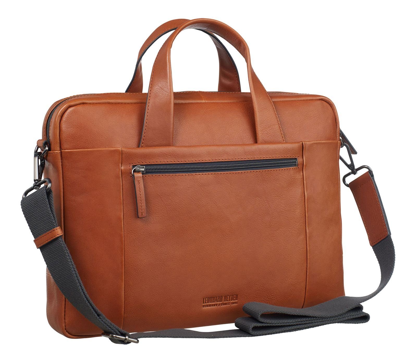 Leonhard Heyden Aktentasche Zipped Briefcase 1 Compartment (Set, 2-tlg), aus echtem Rindsleder