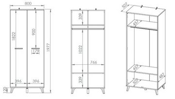 Feldmann-Wohnen Kleiderschrank Secco B/T/H: 80 cm / 51 cm / 198 cm