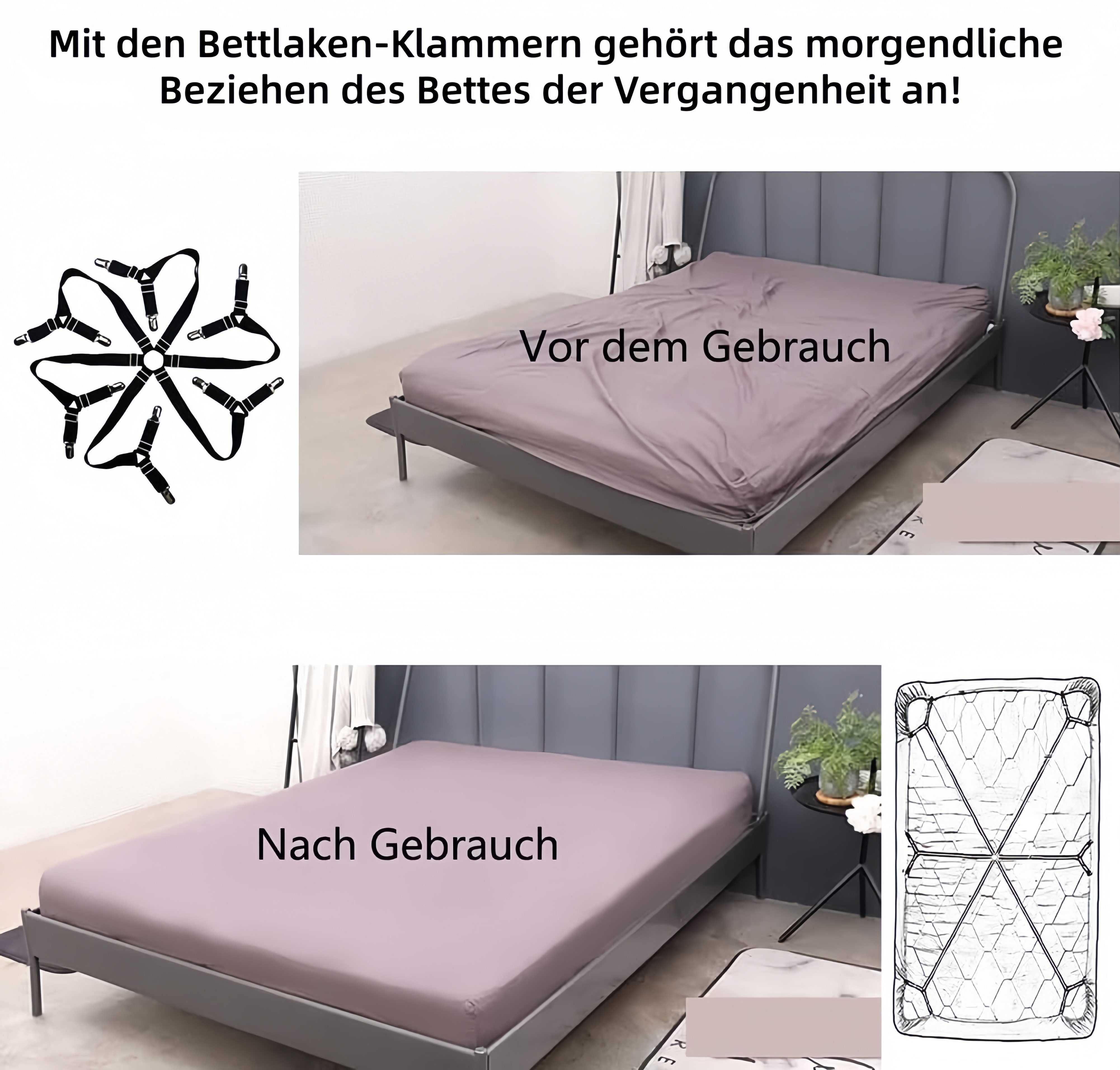 FOUORTUNATE-BEE Spannbettlaken Verstellbare Metallklammern für Bettlaken, Decken und Tischdecken, Bettlaken- und Sofabezughalter, Zelt- und Tischdeckenklammern – Bild 4 von 5