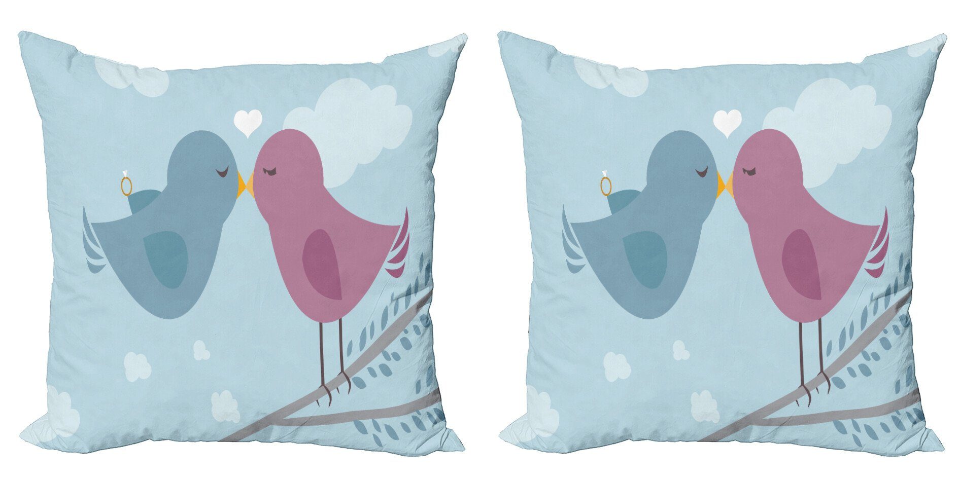 Kissenbezüge Modern Romantik Vögel (2 küssen Abakuhaus Doodle Digitaldruck, Stück), Einfache Accent Doppelseitiger
