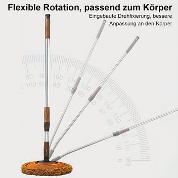 Welikera Wischmopp Einziehbarer Autowaschmopp mit Gebogener Stange,Weiche Chenilleborsten