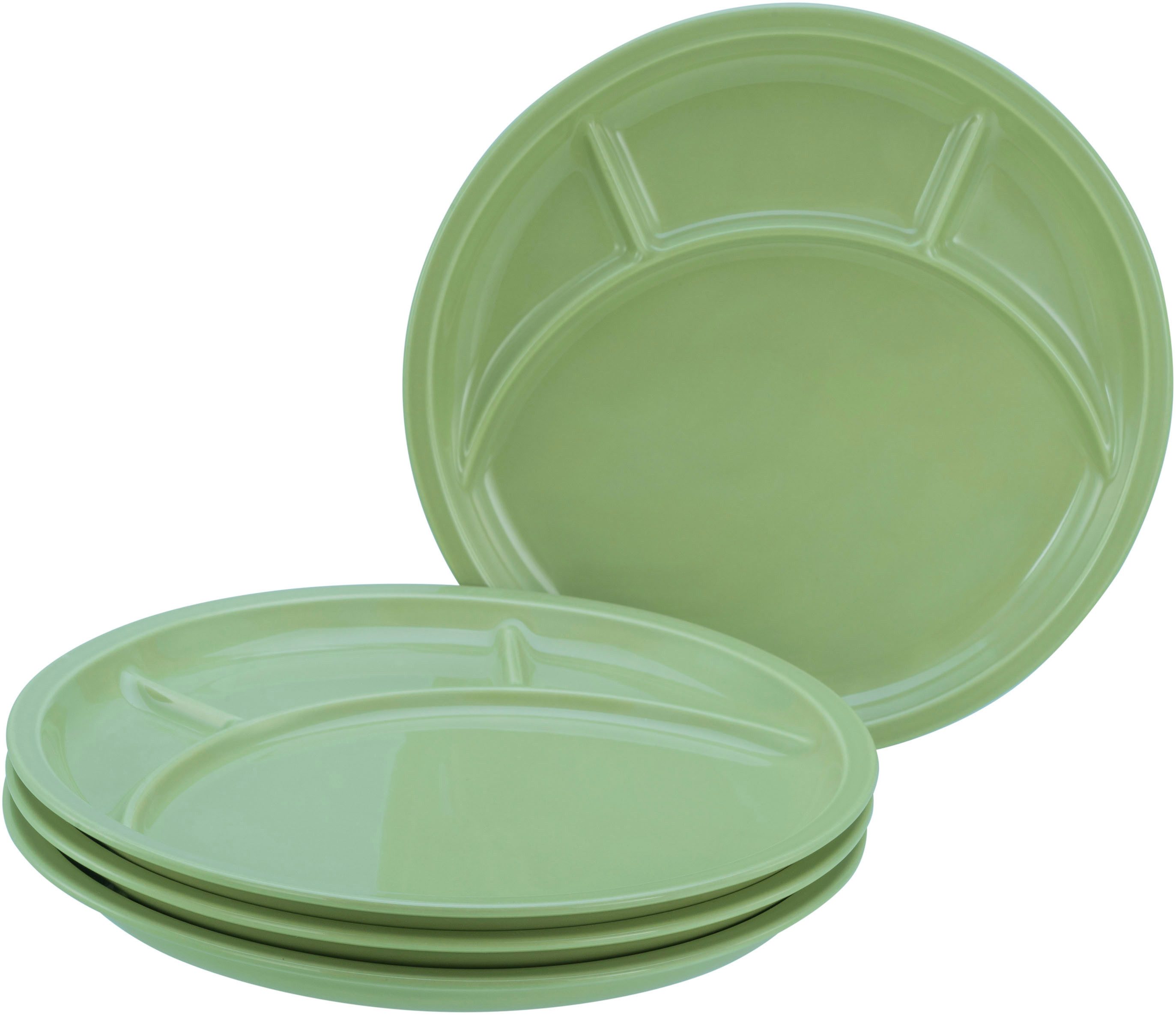 CreaTable Тарелка для фондю Universal Grün, Тарелка для фондю 4-tlg, (4 St), Spezielle Bodenkonstruktion