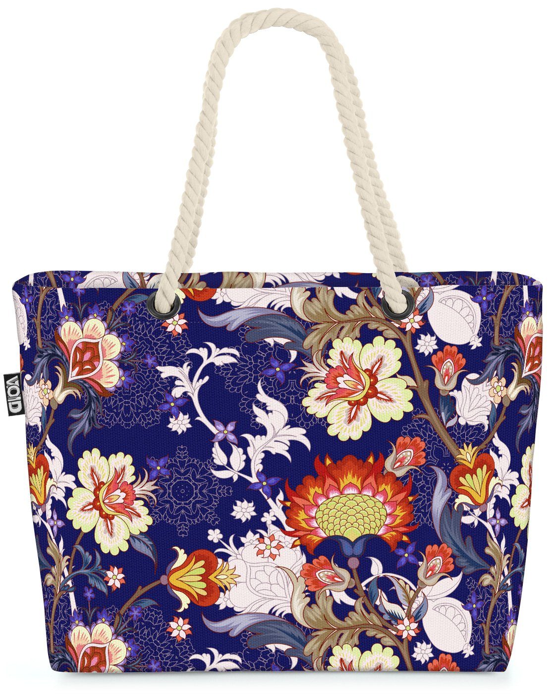 VOID Strandtasche (1-tlg), Exotische Wildblumen Beach Bag Blumen-Muster Paisley-Muster orientalisch Orient