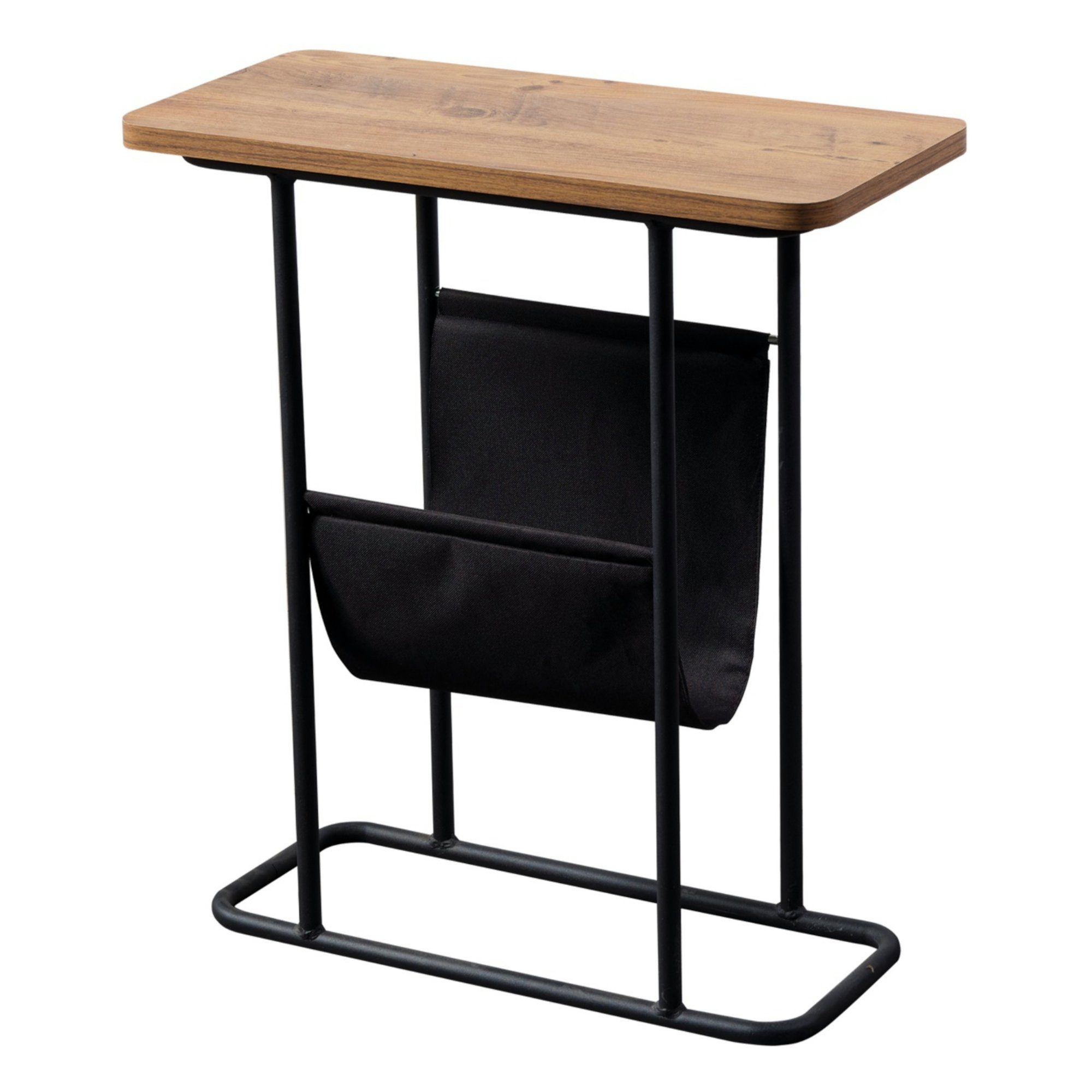 en.casa Beistelltisch, Bov Couchtisch mit Stauraum Schwarz/Walnuss-Optik