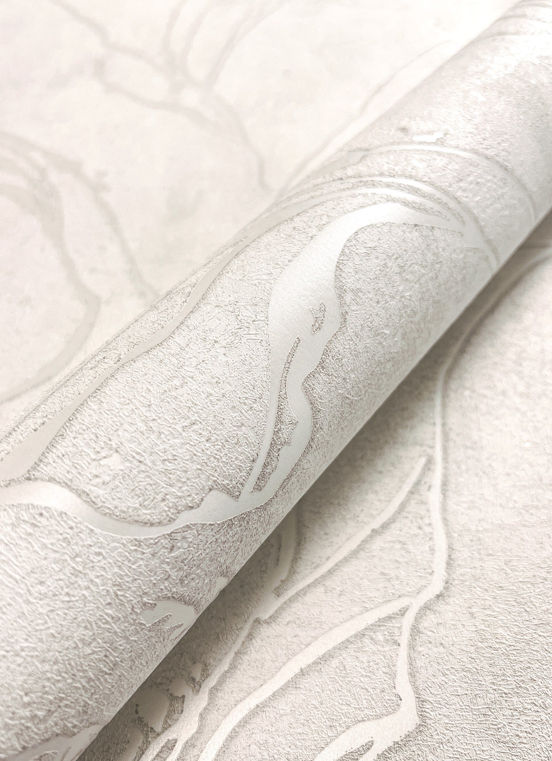 Newroom Vliestapete Fozia White Tapete Mustertapete Grafik,Linien,Leicht glänzend, Weiß Tapete Modern Grafik - Glanztapete Abstrakt Pearl Metallic Grafisch 3D Optik Linien Leicht glänzend für Wohnzimmer Schlafzimmer Küche, Glanztapete