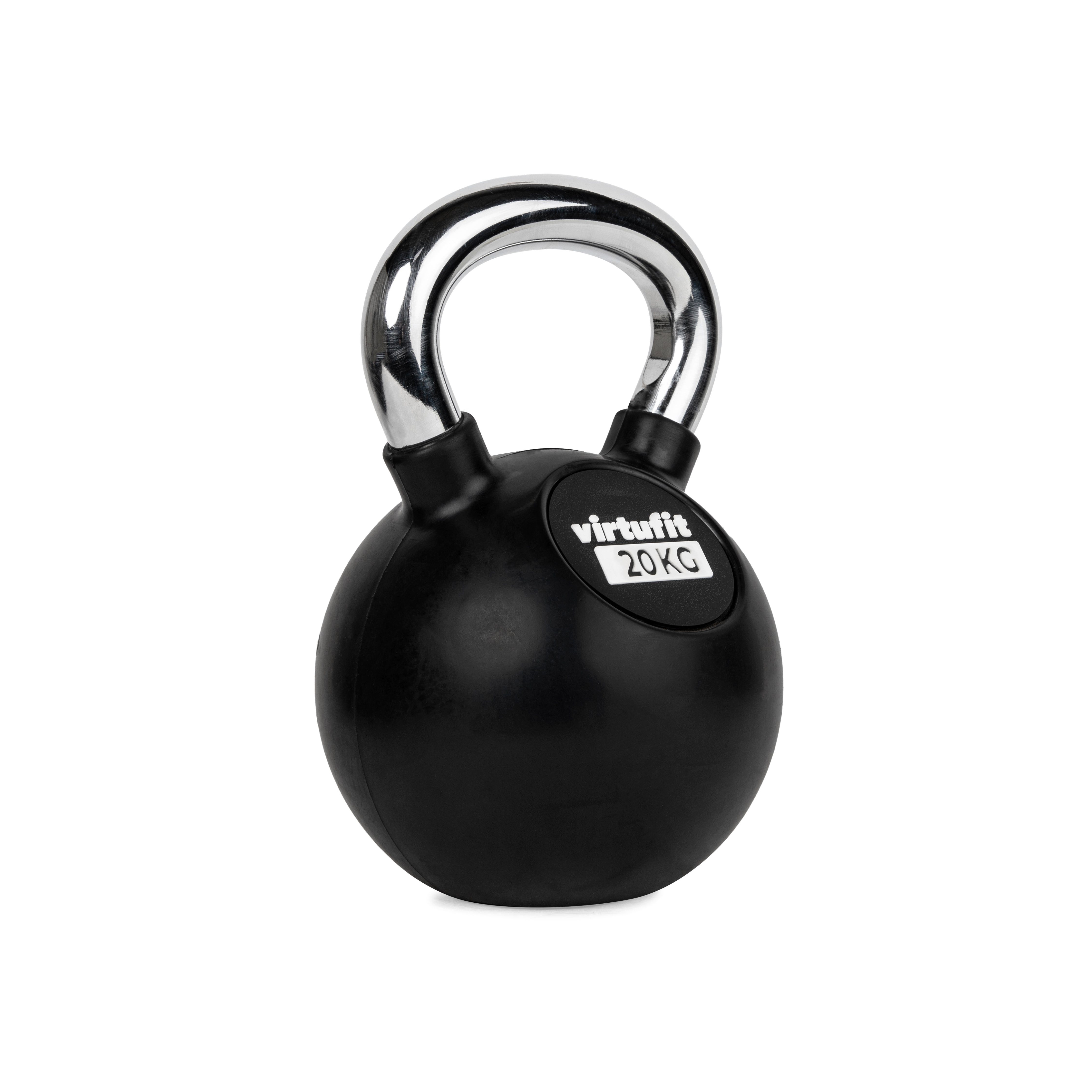 VirtuFit Kettlebell VirtuFit Kettlebell Pro 20 kg aus Gusseisen mit Gummi, Griff verchromt