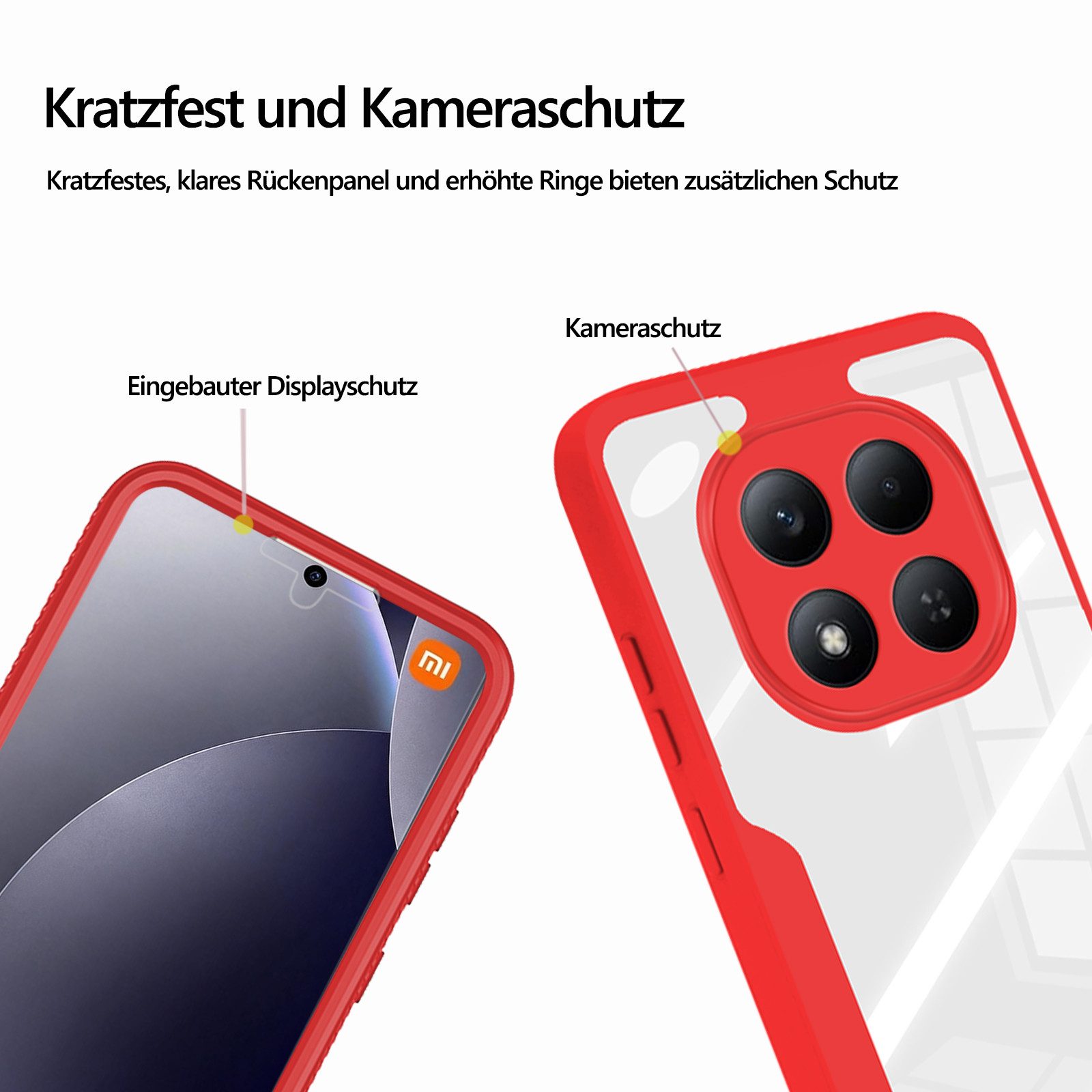 betterfon Handyhülle für Xiaomi Redmi Note 15 Pro+ / Poco M8 Pro 5G, 360° mit Dispayfolie, Vollschutz Case mit integriertem Displayschutz und klarer Sicht – Bild 5 von 5
