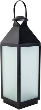 näve LED Dekolicht Doris, Ein-/Ausschalter, Timerfunktion, LED fest integriert, Warmweiß, Laterne, eckig, Flammeneffekt, Timerfunktion, schwarz, Glas matt