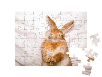 puzzleYOU Puzzle Träumendes Kaninchen im gemütlichen Schlaf, 48 Puzzleteile, puzzleYOU-Kollektionen Kaninchen