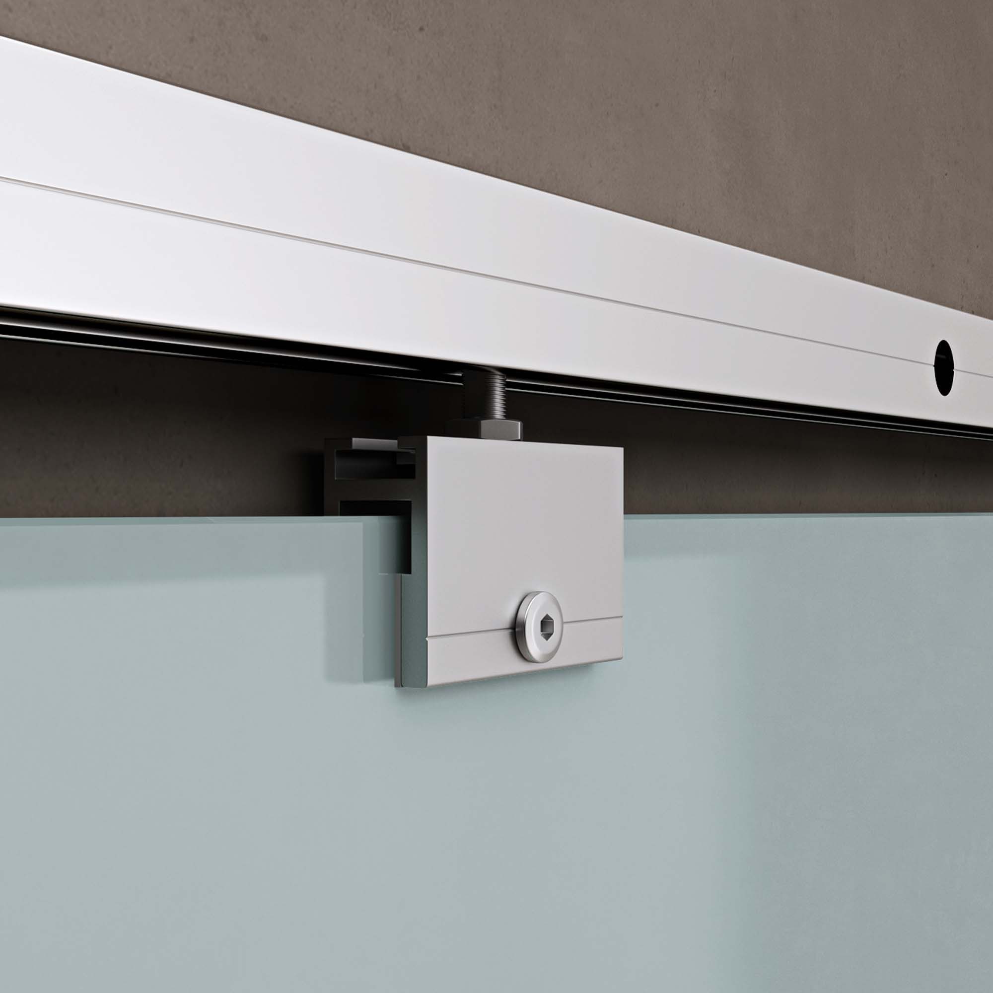 doporro Glasschiebetür komplettset Soft-Close Glas-Zimmertür H:205/215cm 8mm ESG Amalfi11, Verstellbare Bodenführung