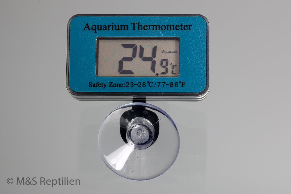 M&S Reptilien Aquarienthermometer M&S Digitales Thermometer (blau) mit Sauger ''wasserdicht'', wasserdicht