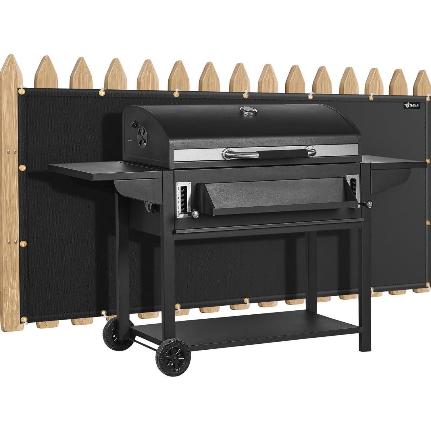 LuxusKollektion Gitterfolie Hitzeschutz Grill rückwand 90 x 120 cm schwarz wasserdicht&windsicher