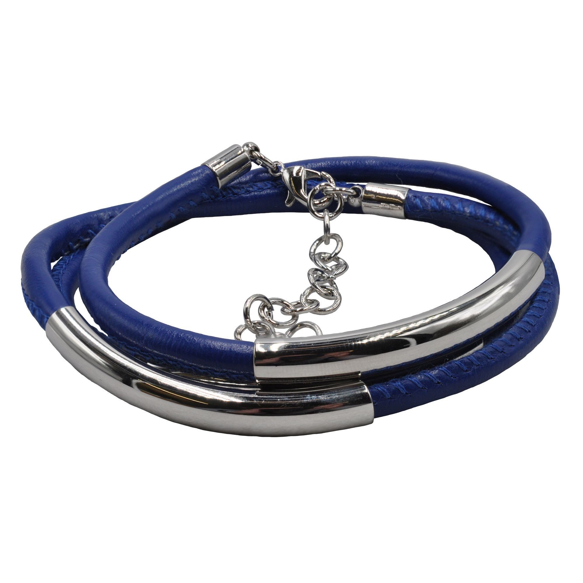 Steuer Armband Kunstleder blau Karabiner