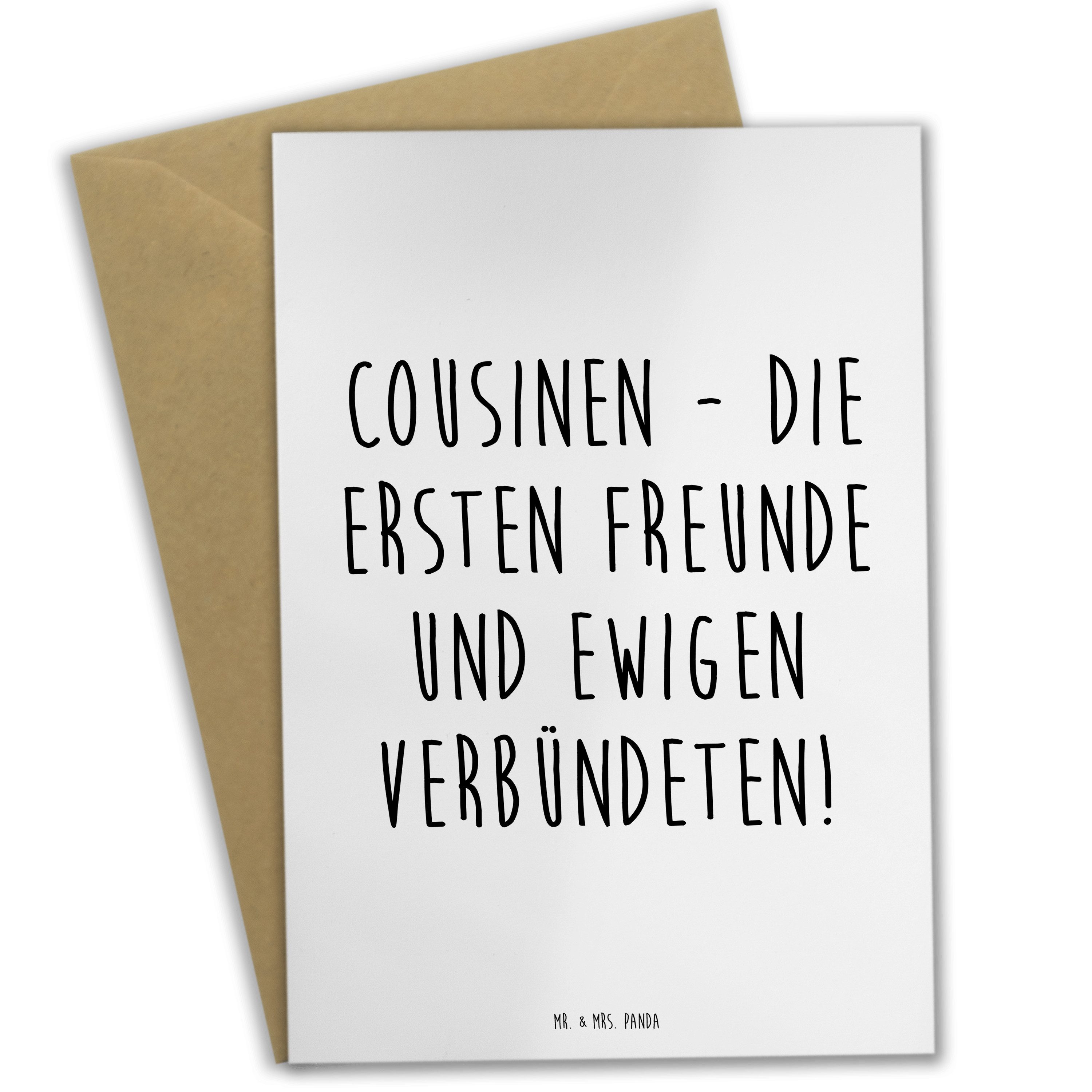 Mr. & Mrs. Panda Grußkarte Cousinen Freunde - Weiß - Geschenk, Papa, Grußkarte, Oma, Klappkarte, Hochglänzende Veredelung