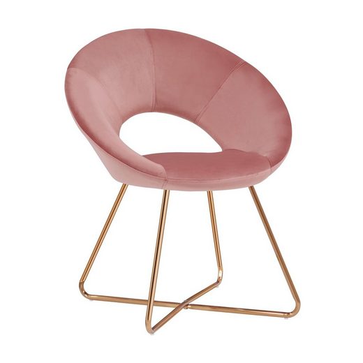 DUHOME Loungesessel, Esszimmerstuhl Wohnzimmerstuhl aus Samt, Polsterstuhl Sessel, Gold Metallbeine Rosa