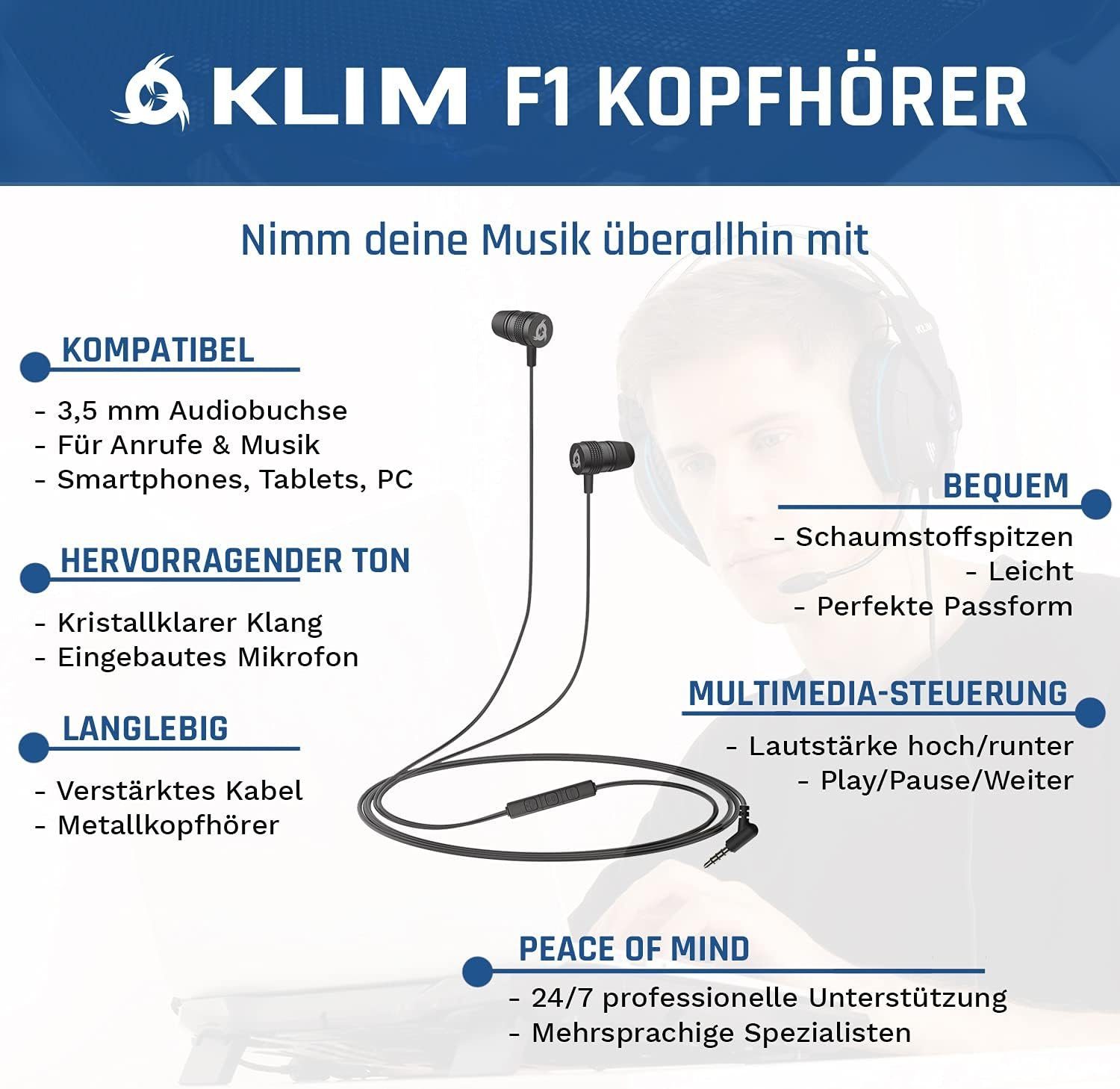mm (3,5 F1 Klinke) KLIM In-Ear-Kopfhörer