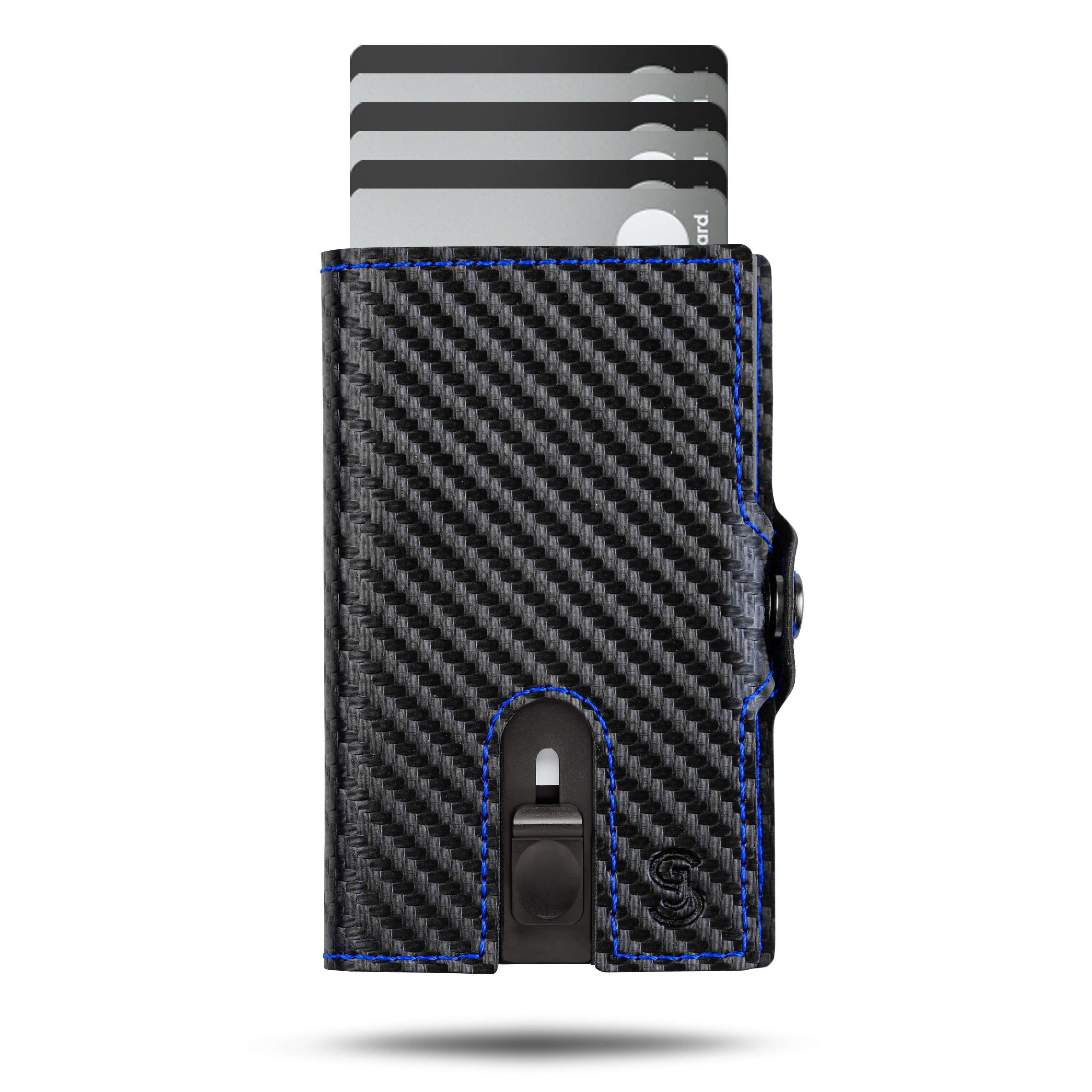 Mini Carbon-Blueline Wallet, SLIMJACK mit für Geldbörse Wallet RFID-Schutz Jackster Herren - Portmonee - Herren Slim Geldbeutel