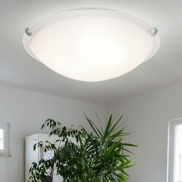 Globo Deckenstrahler, Leuchtmittel nicht inklusive, Deckenleuchte Wohnzimmerlampe Metall Glas weiß Alabaster-Optik D 40 cm