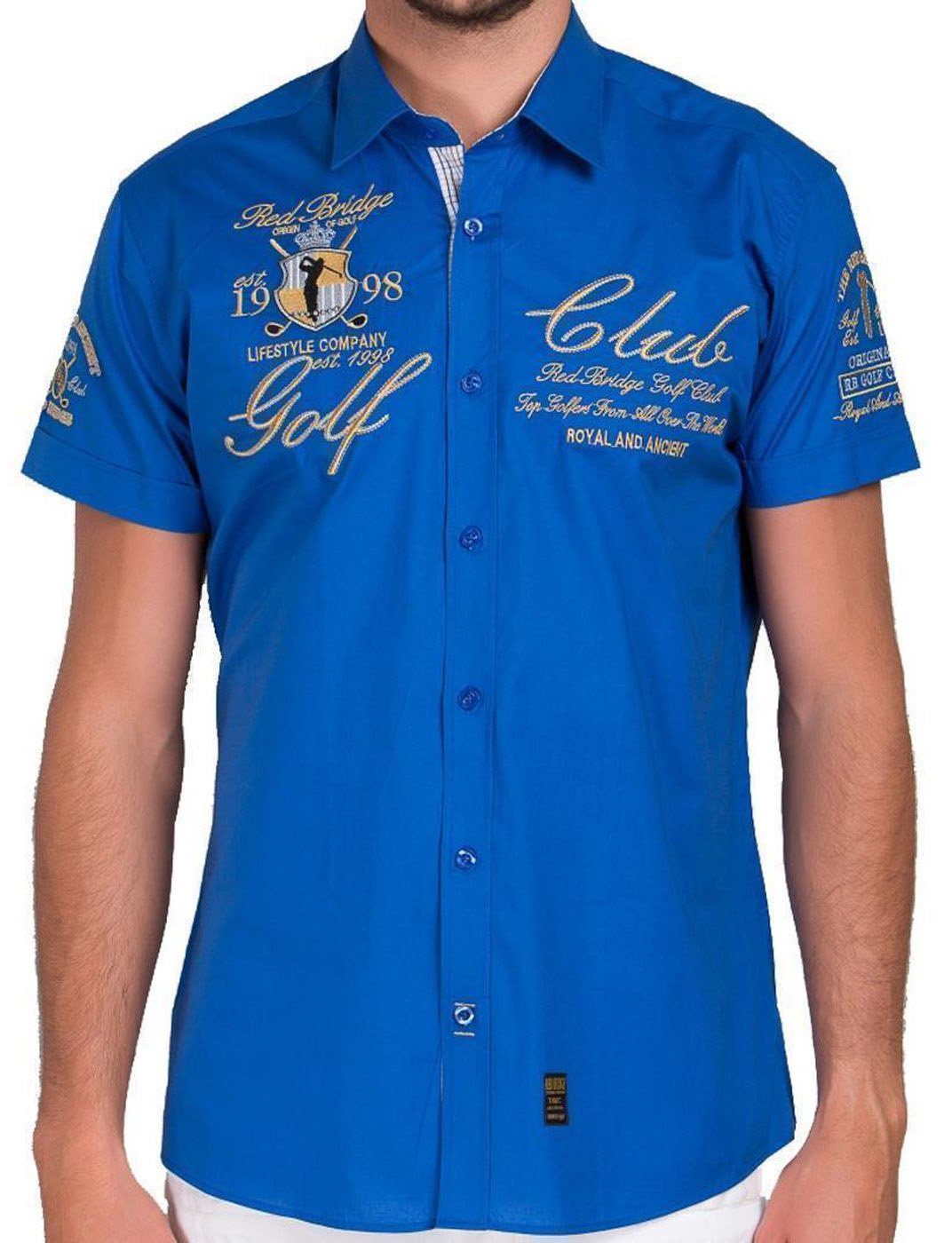 RedBridge Kurzarmhemd Hemd Slim Fit Stickerei im Slim Fit-Schnitt mit Stickerei