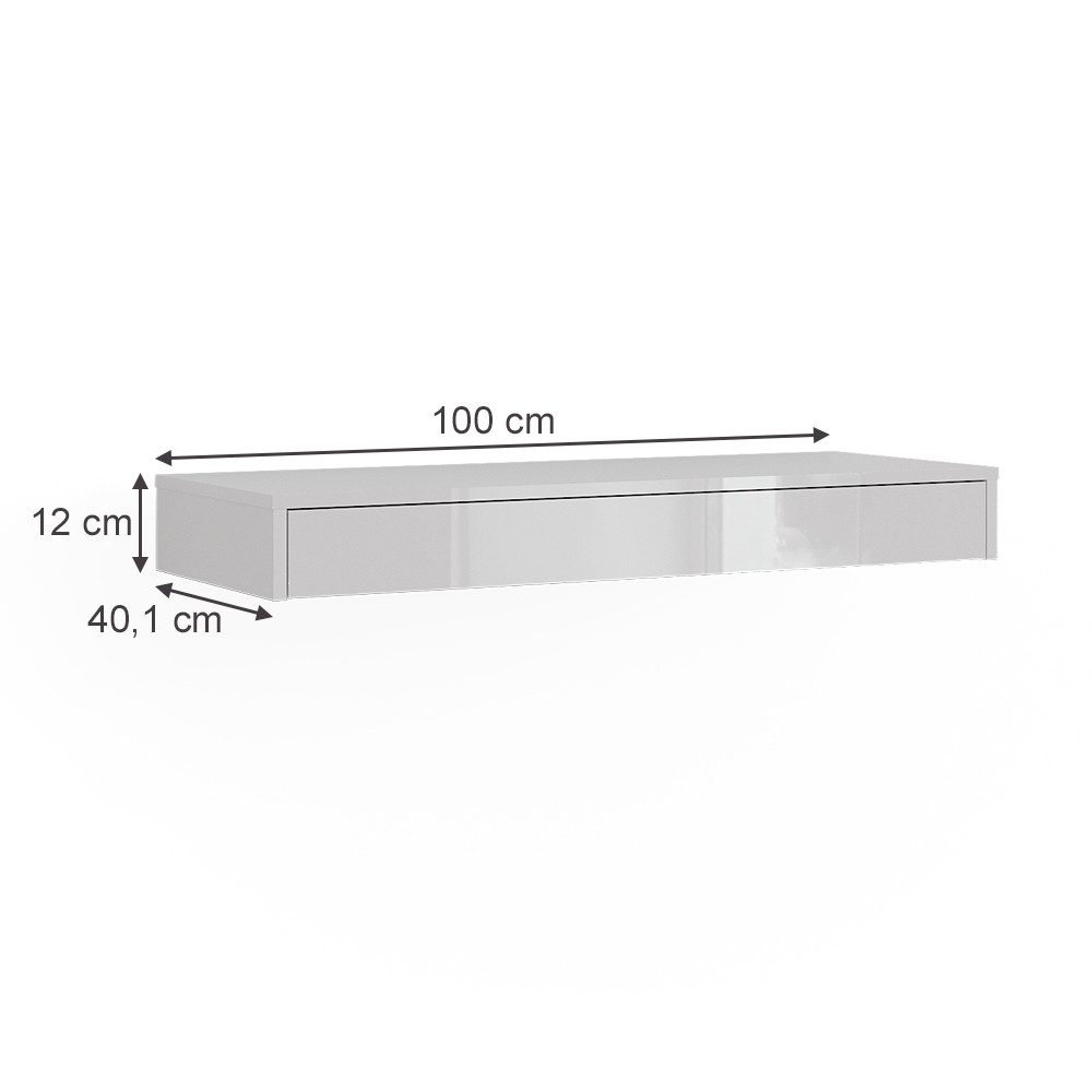 Vicco Bücherregal Sherry, Weiß Hochglanz, 100 x 12 cm mit Schublade, 1-tlg. günstig online kaufen