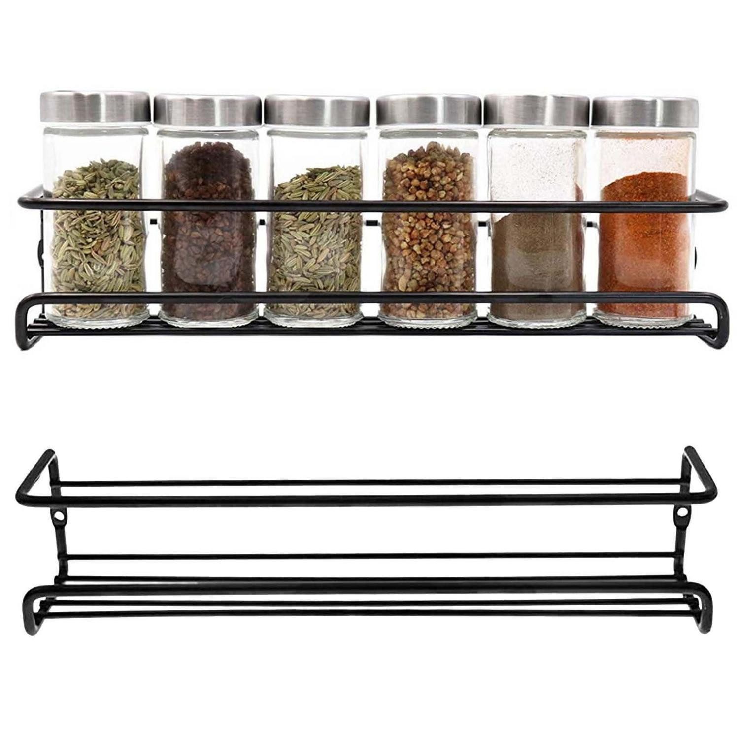LuxusKollektion Gewürzregal Gewürzregal Hängend 2er Set Schwarz, 2-tlg.