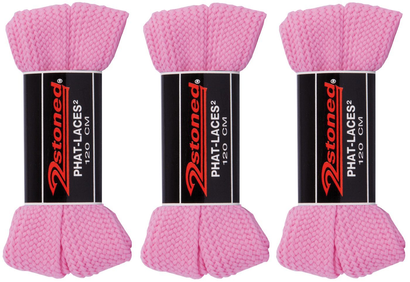 2Stoned Schnürsenkel Bundle Phat Laces 120 cm lang und 3 cm breit, 3 Paar, extrabreit für Sneaker und Turnschuhe Rosa