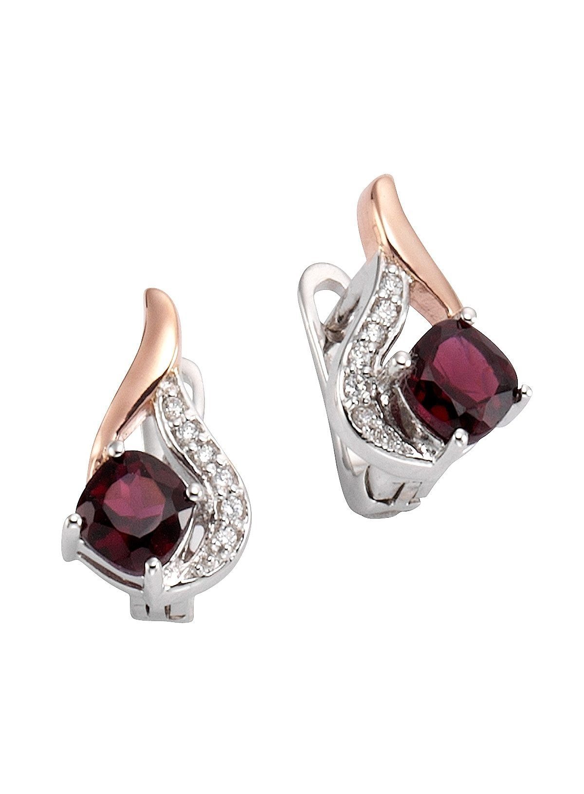 Firetti Paar Creolen Schmuck Geschenk Silber 925 Bicolor-Optik, mit Granat