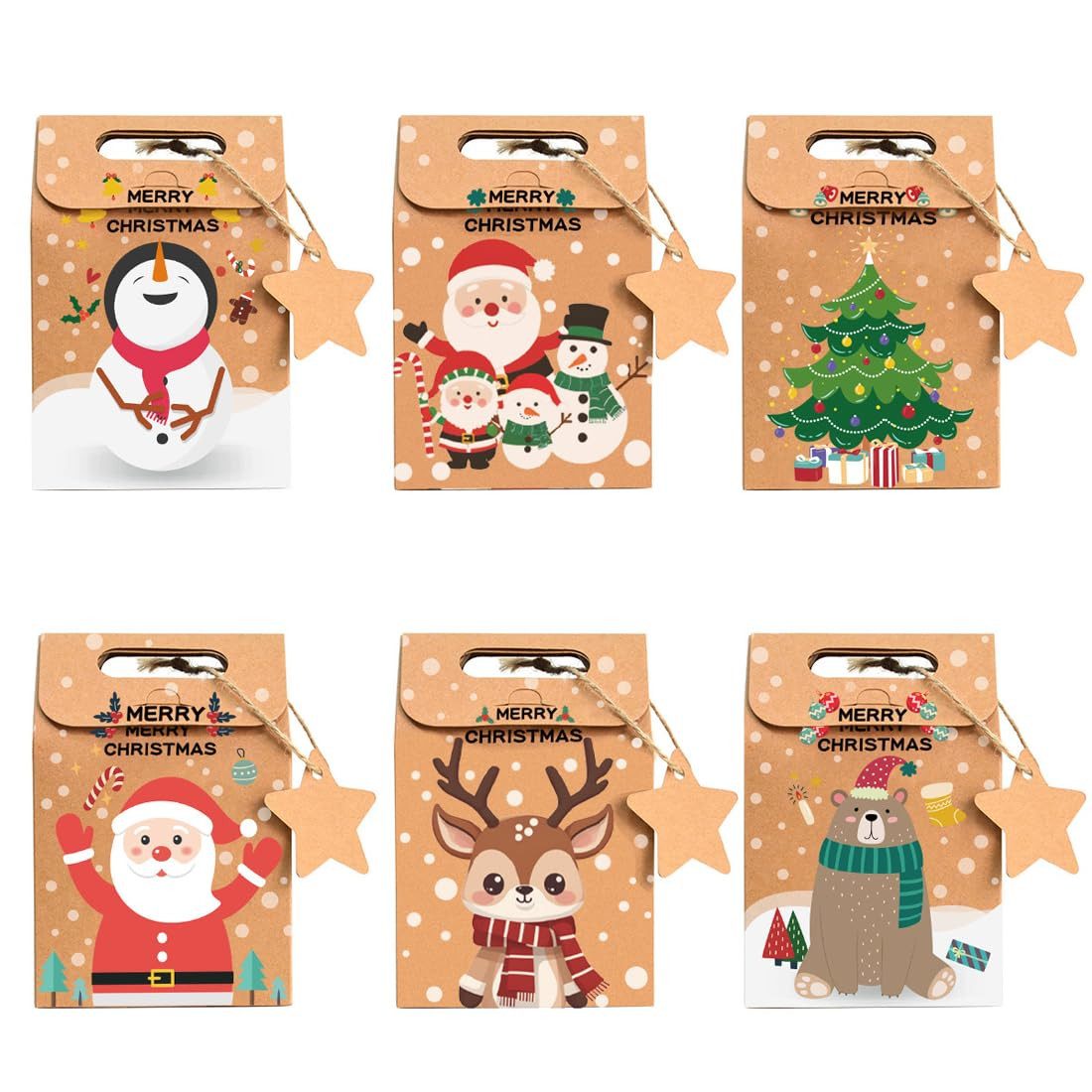 FOUORTUNATE-BEE Geschenkbox 24 Stück Weihnachtsboxen–Geschenk- & Keksverpackungen für Weihnachten (24 St), Weihnachtsgeschenkboxen – Ideal für Süßigkeiten und kleine Geschenke