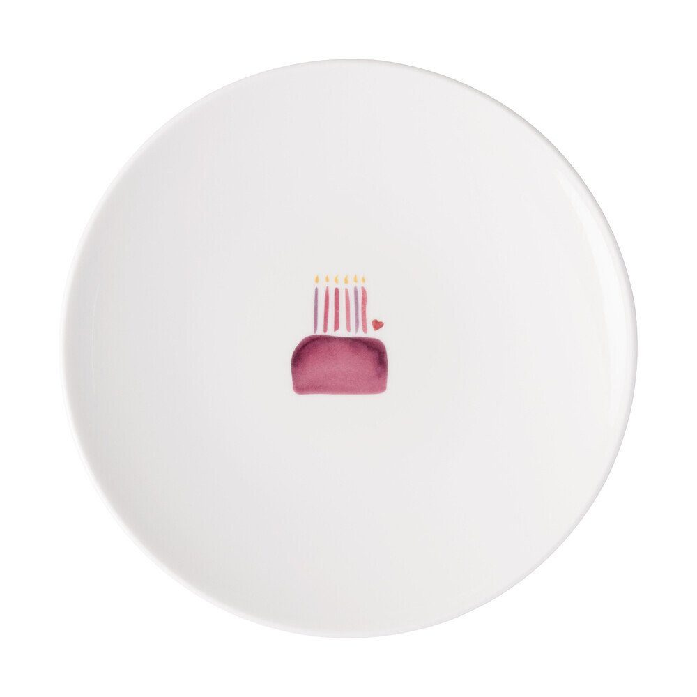 Villeroy & Boch Frühstücksteller Frühstücks-/Dessertteller 21 cm With Love Happy Birthday, (1 St), Frühstücks-/Dessertteller, Ø21,2cm, Premium Porcelain, Weiß