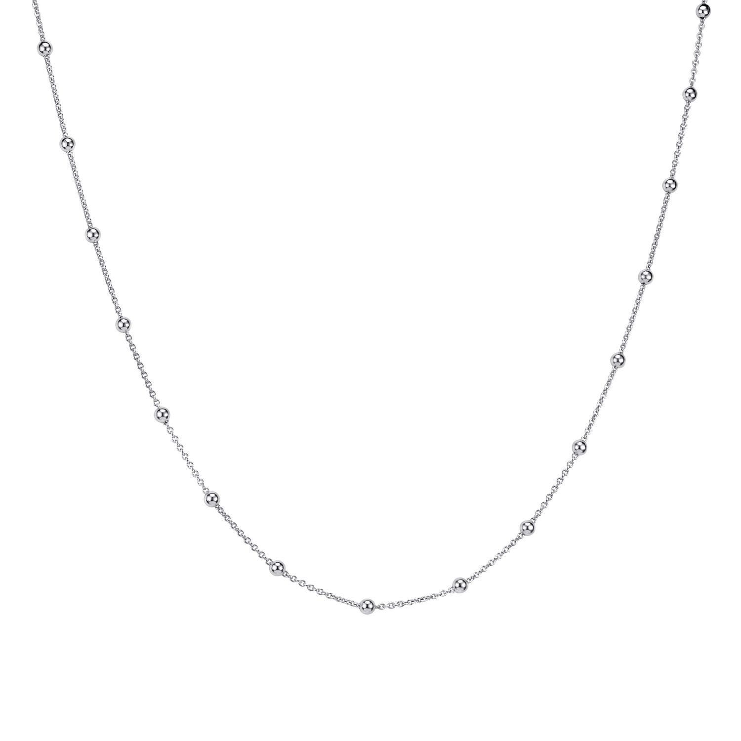 Materia Collierkettchen Damen Mädchen Silber Kugelkette 40-70cm K103, 925 Sterling Silber, rhodiniert