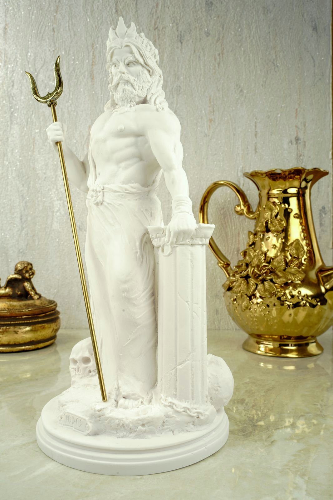 Alabaster der Hades Dekofigur Figur Kremers Totengott Schatzkiste