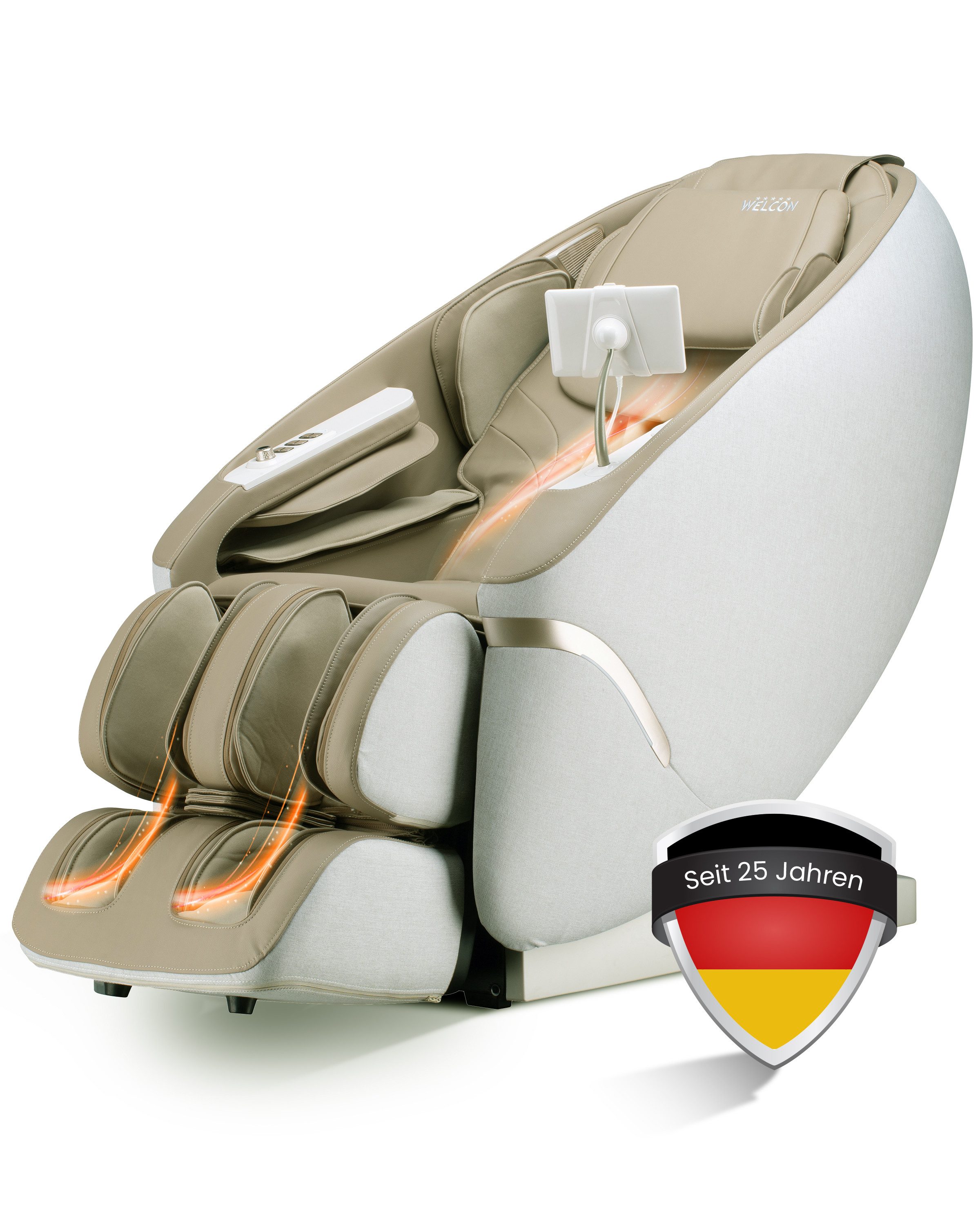 WELCON Massagesessel WELCON Maxxcare 4D Massagesessel mit Wärme & Fußmassage, Extrabreite Sitzfläche 54 cm