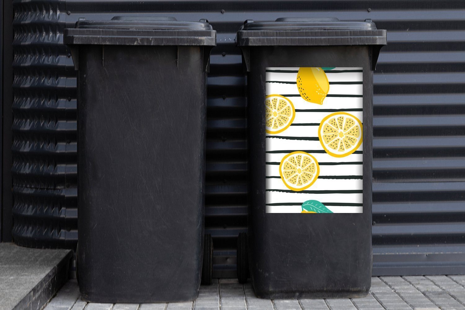 Mülleimer-aufkleber, Wandsticker Sticker, St), (1 - - Container, Pastell Abfalbehälter MuchoWow Mülltonne, Zitronen Sommer