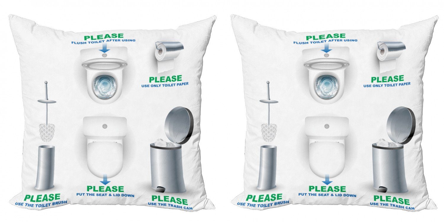 Kissenbezüge Modern Accent Doppelseitiger Digitaldruck, Abakuhaus (2 Stück), Badezimmer-Regeln Bitte Keep Clean