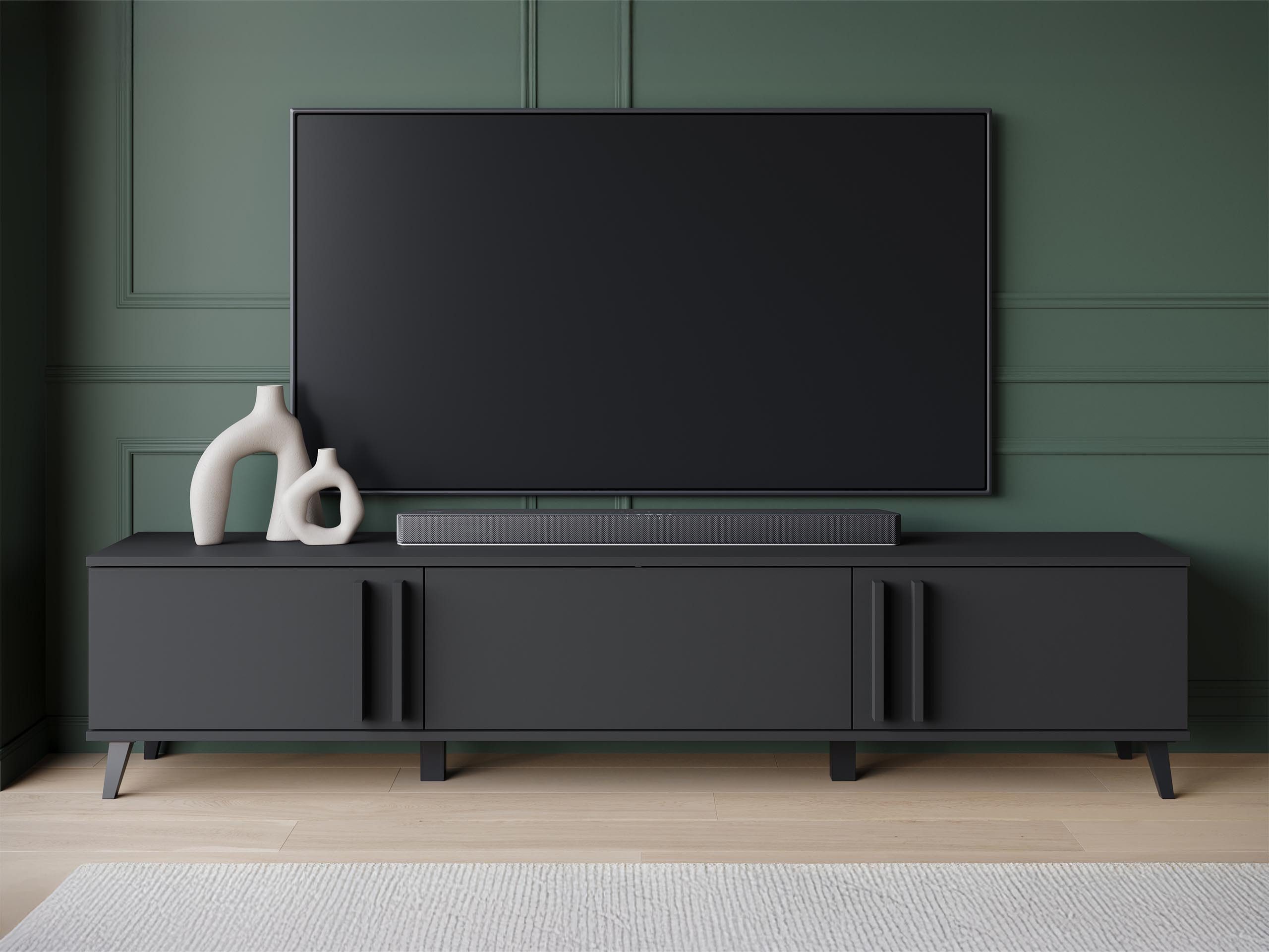 MIRJAN24 TV-Schrank Helsinki 183 (mit drei Klappen) 180x33x40 cm, Füße 10 cm