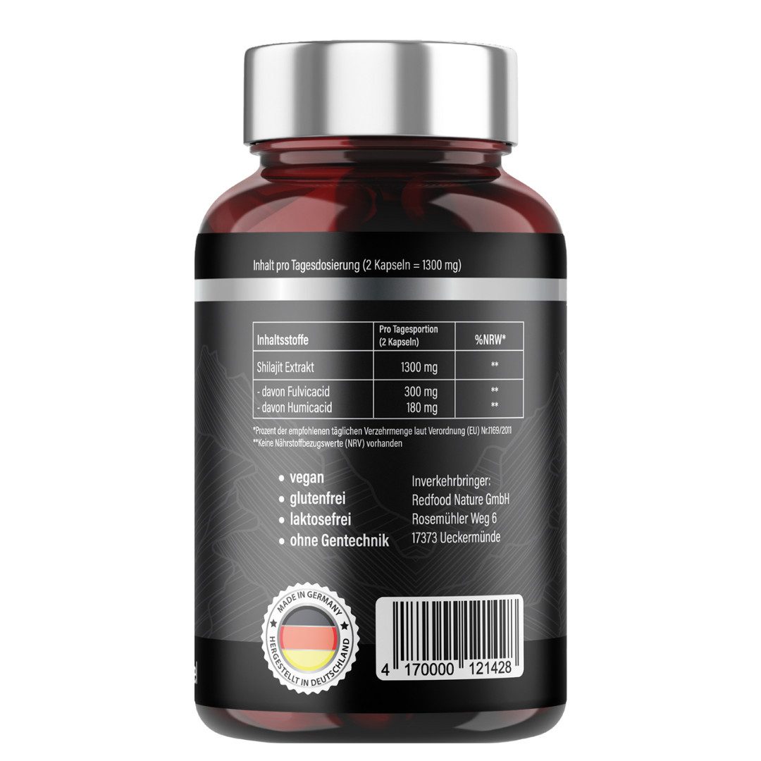 Redfood Mumijo Shilajit Kapseln - Original aus dem Himalaya, 80% Fulvinsäure Kapseln, 1 er 180 St., 135 g