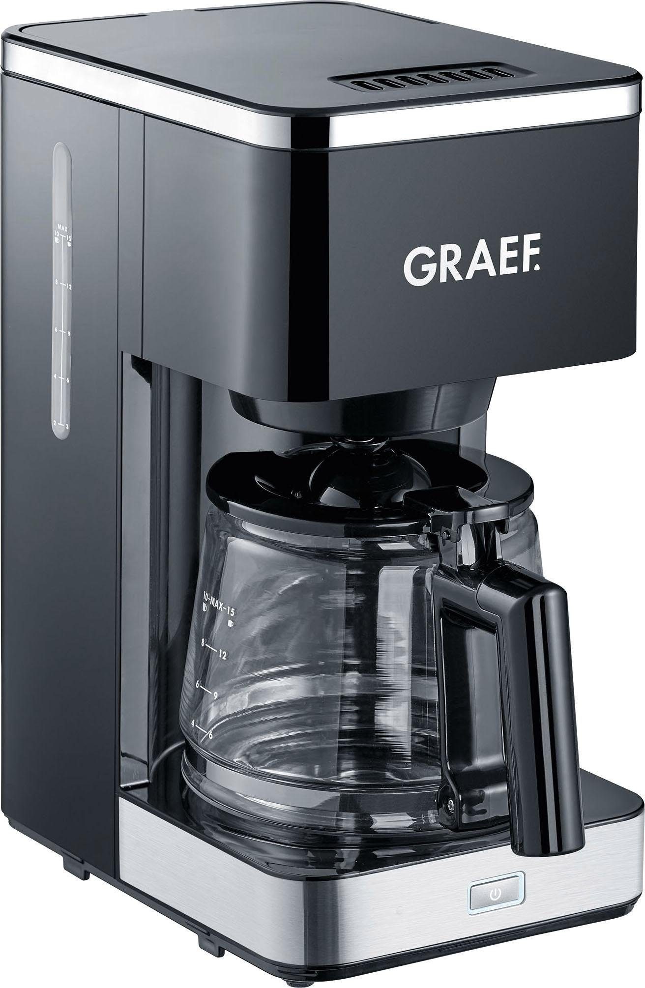 402, Filterkaffeemaschine FK Graef Korbfilter 1,25l 1x4, Kaffeekanne, mit Glaskanne, schwarz