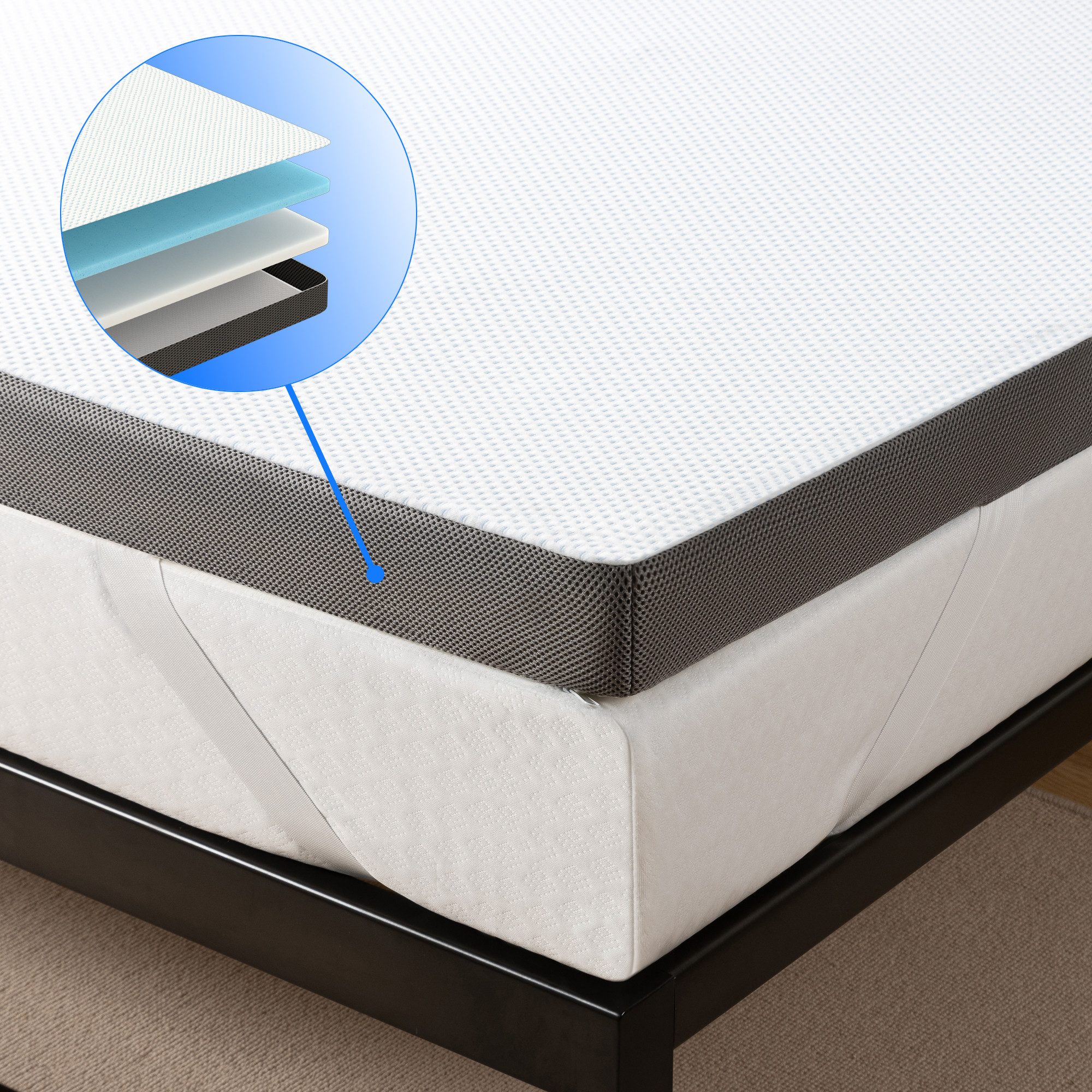 ZINUS, Цилиндр EcoSleep H3/H4, 7 cm hoch, Druckentlastend, Pflegeleicht, Atmungsaktiv, 7 cm hoch, (Upgrade für Deine Matratze, hyperallergen, hautschonend, Матрасыtopper 90x200 cm/ 7cm Höhe), Open-Cell Memory Foam für hervorragende Atmungsaktivität