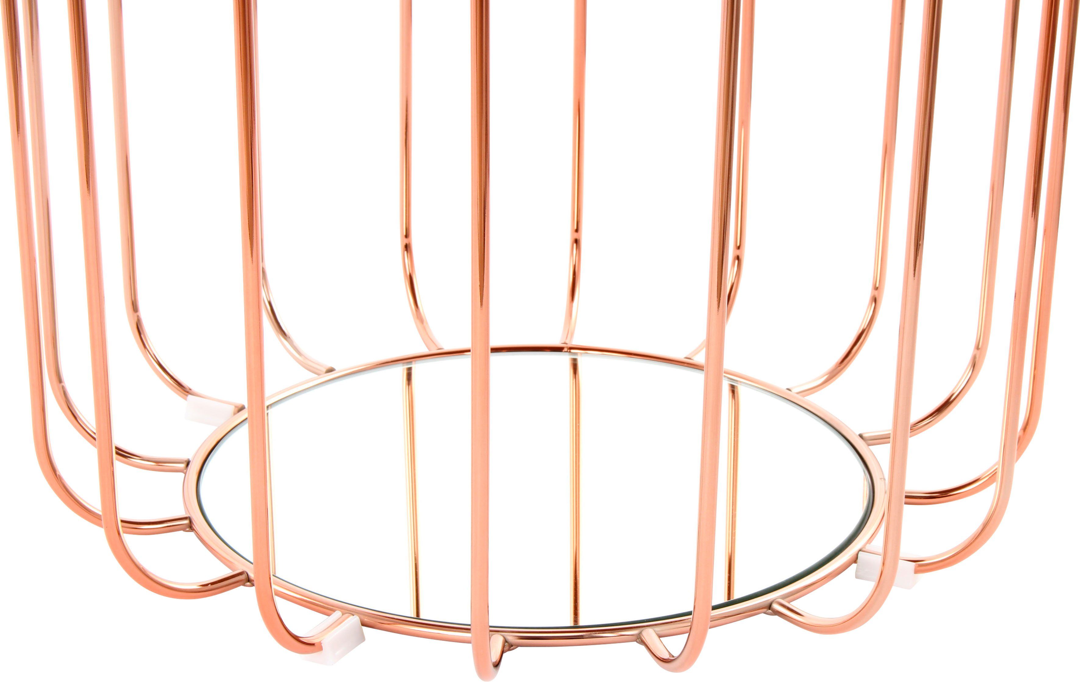 Kayoom Beistelltisch Beistelltisch / Pouf beige Spiegelglas praktisch | umzuwandeln rosé Comfortable 110, Tisch oder in Hocker, mit