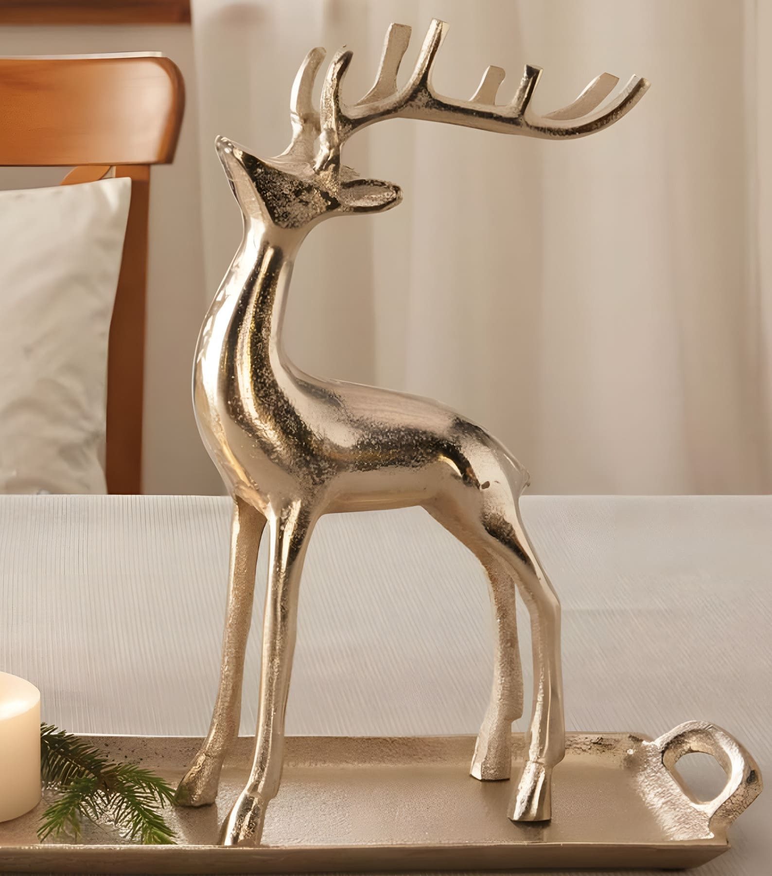 Dekoleidenschaft Dekofigur Rentier "Silberglanz" Aluminium Weihnachtsdeko, günstig online kaufen