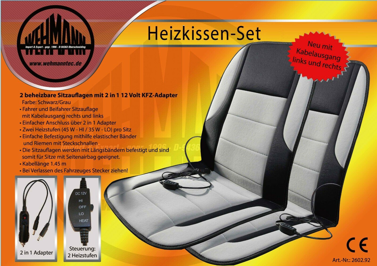 Autositz Heizkissen Sitzheizung Lounge mit Massagefunktion schwarz