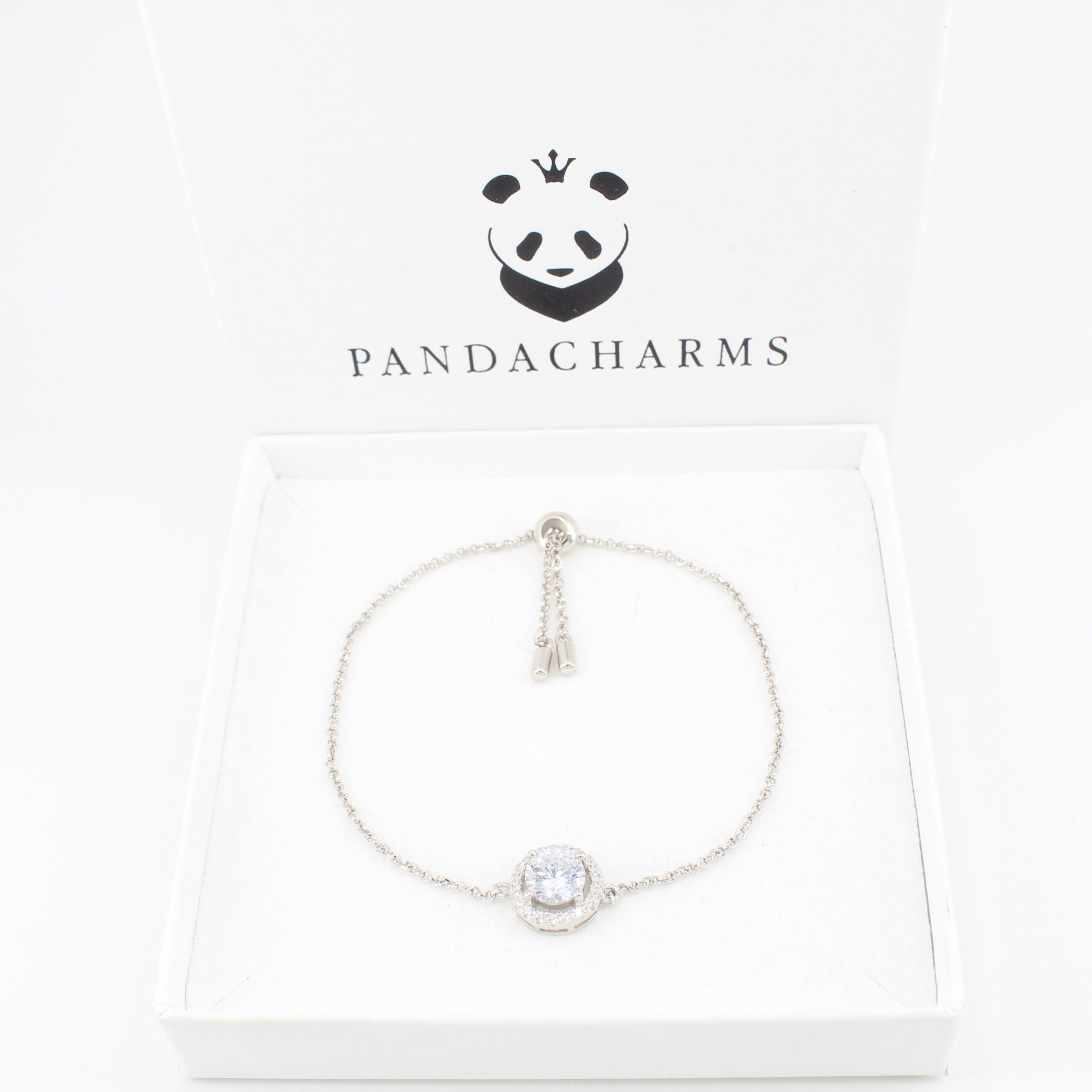 PANDACHARMS Silberarmband Armkettchen Solitaire, 925 Silber mit Zirkonia, Länge variabel 15-20cm