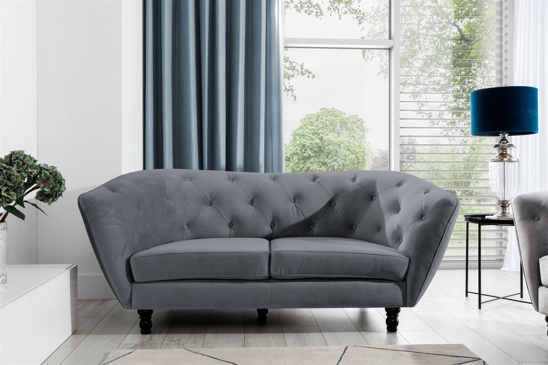 Stoff) Möbel Stoff, Fun Designer-Sofa Sofa-Set Designer-Sofa Charlotte 3-2-1 (3-tlg., Polstergarnitur Sofa-Set Anthrazit Charlotte 3-2-1