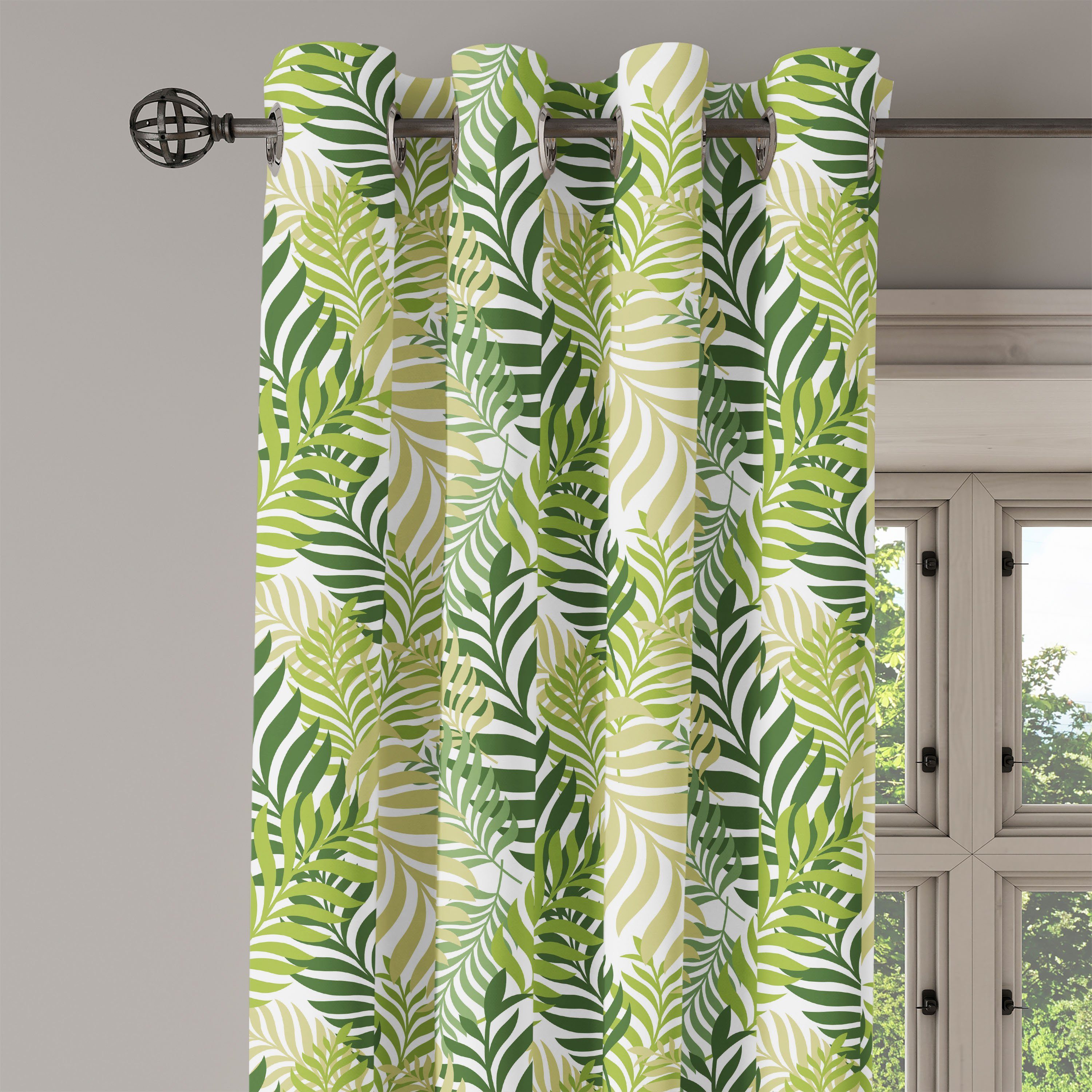 Tropic Gardine Frühling Dekorative Schlafzimmer Abakuhaus, für 2-Panel-Fenstervorhänge Wohnzimmer, Palmen exotische
