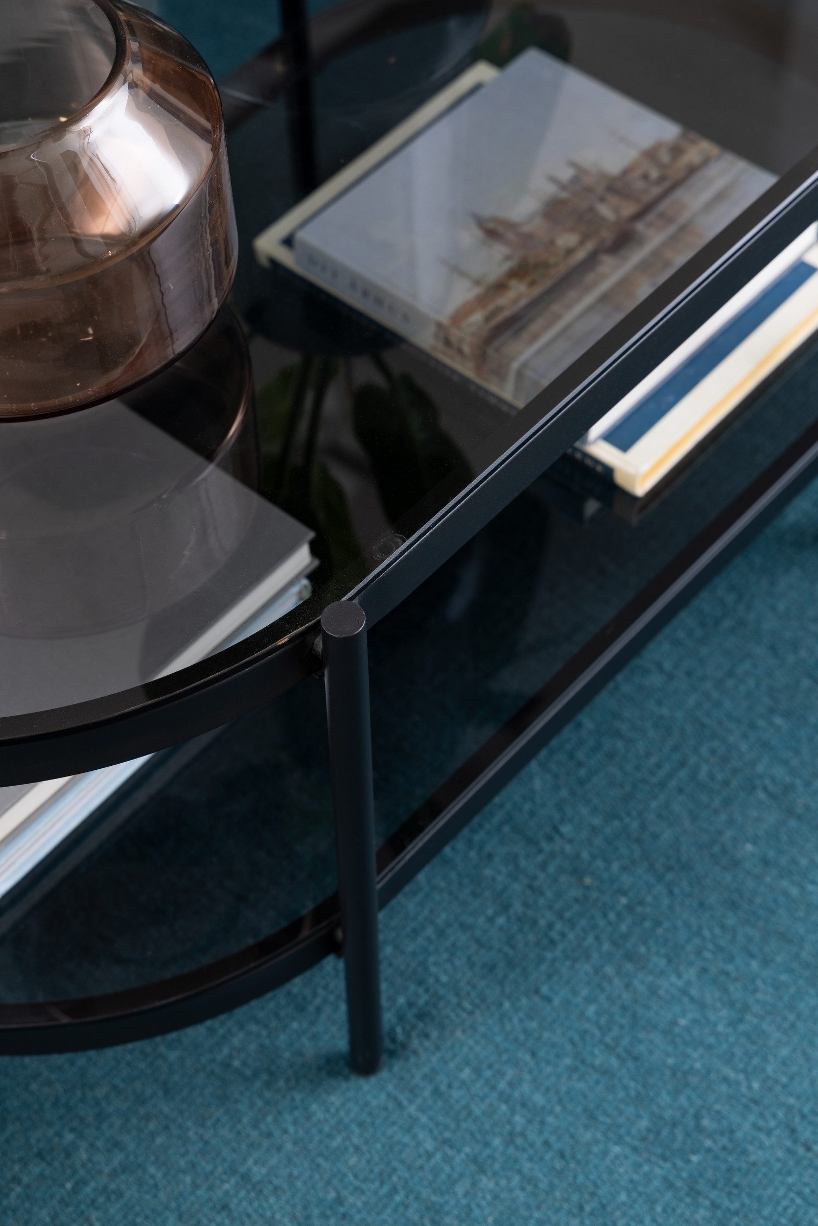 ACTONA GROUP Couchtisch in Grau, Glas, Stahl - 95x42x50cm (BxHxT)