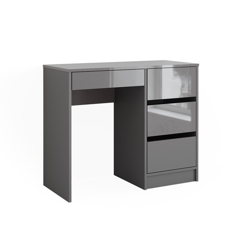 Vicco Schreibtisch Sherry, Grau Hochglanz, 90 x 40 cm mit Schubladen (1-St)