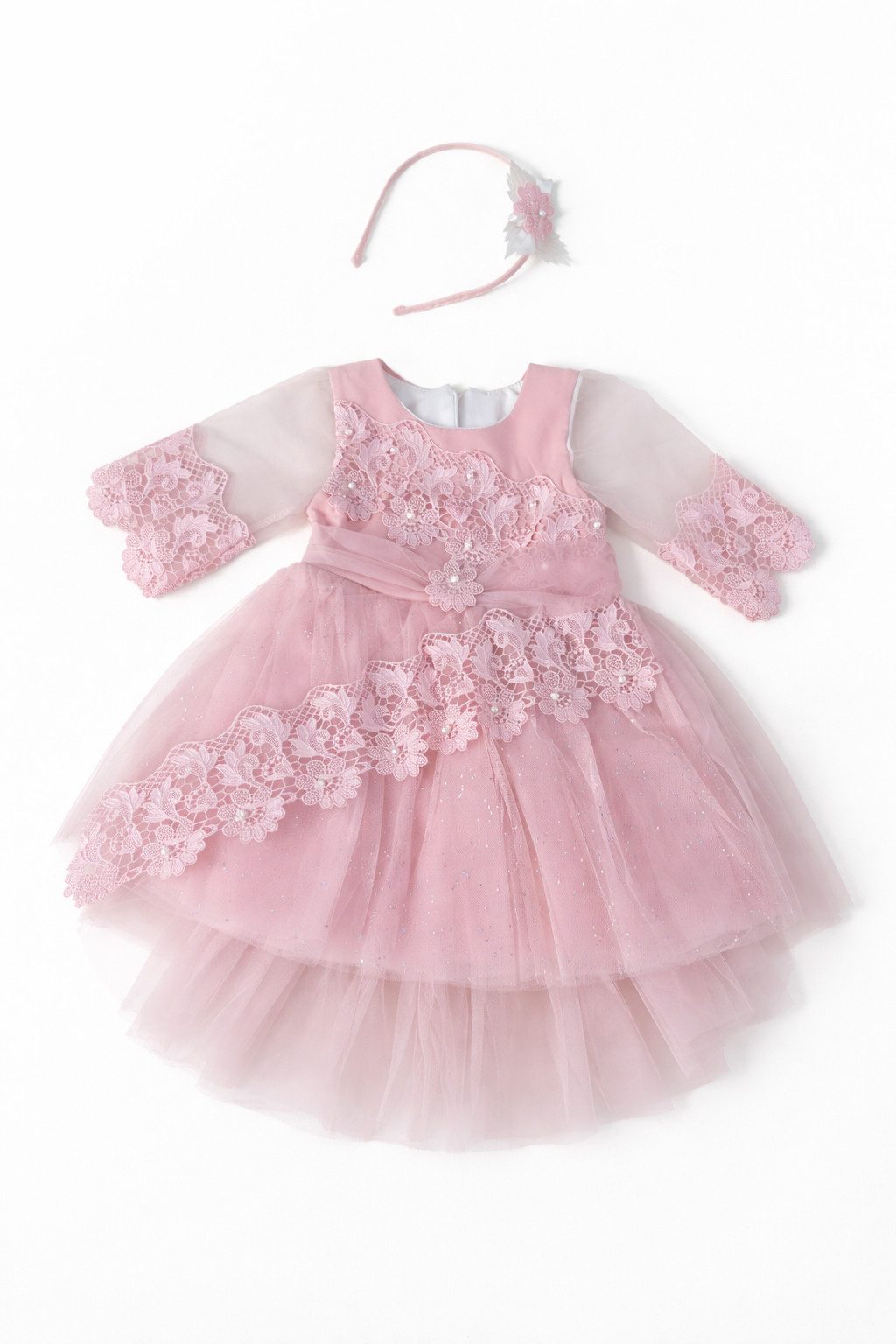 Partykleid Prinzessin Kleid, Festkleid, Taufkleid, Spitze, 100% Baumwolle, Rosa
