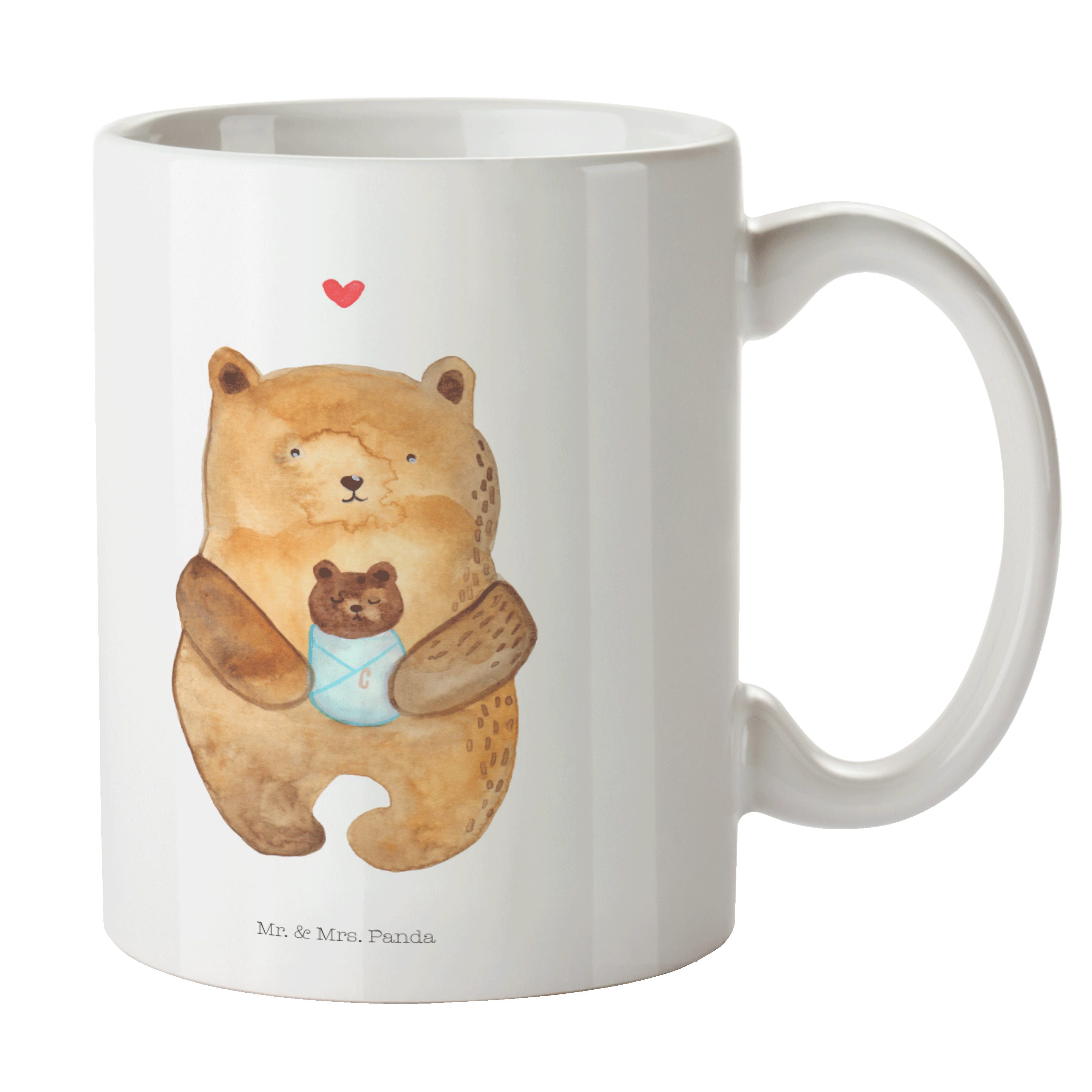 Mr. & Mrs. Panda Tasse Bär mit Baby - Weiß - Geschenk, Teebecher, Tasse Motive, Büro Tasse, Keramik