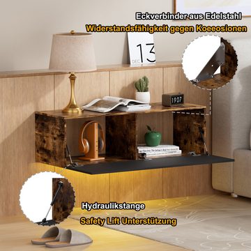 TWSOUL Hängeschrank Hängeschrank,TV-Schrank,, Nachttisch, 100cm*30cm*39cm RGB-Beleuchtung einstellbar, , zwei Fächer
